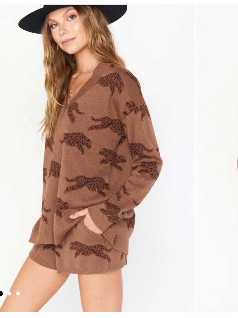 Show me your mumu Gillian leopard sweater S & matching shorts Xs
